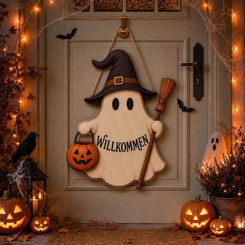 Halloween türkranz holzschild - türkranz,