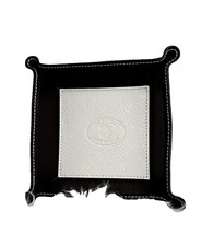 100%Leder Made in Italy Taschenleerer Lederschale Ablageschale creme weiß braun