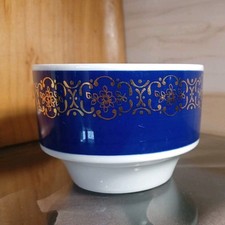 DDR Colditz Zuckerdose  blau mit Goldverzierung  Ø 9,5 cm H 6,5 cm gebraucht 