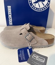 Birkenstock Boston Weichbettung Veloursleder Stone Coin Clogs Gr. 41 Normal Weit