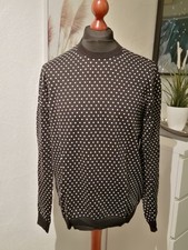 H&M-Herren Strick Pullover, Gr. L, schwarz, Rundhals, Strickbündchen, gepunktet
