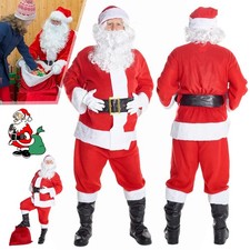 6 in 1 Weihnachtsmannkostüm Nikolauskostüm Weihnachtskostüme mit Mütze Bart