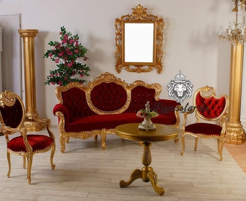 Sofa recamiere rococo gold rot - recamiere, gold-rot