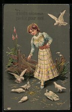 Präge-AK Mädchen füttert