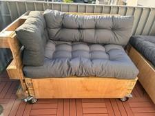 Palettenbank auf Rollen inklusive Sitzkissen