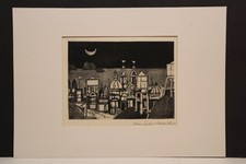 Hans Sperschneider (1928-95 Hamburg) - Mond über Küstenstadt - Radierung - 6/176