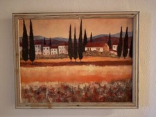 Toskanische Landschaft - hochwertiger Kunstdruck im Holzrahmen