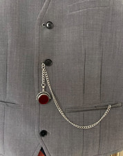 Vintage Typ Single Albert versilbert Taschenuhr Kette Spinnanhänger Stein B