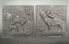 Gusseisen wandrelief hirsch - 2x,