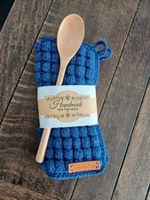 Topflappen 1 Paar (2 Stück) Handarbeit + Kochlöffel *Geschenkset* 