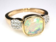 GOLDJUNGE69 * DESIGN RING (20) ÄTH. OPAL 7x7mm  *FEUER* ZIRKON 925er SILBER/VG