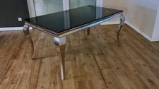 Esstisch Barock Tisch Designer Barock Dining Table Opal Glas Schwarz 160x90cm 