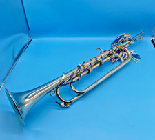 #SE3797# alte BUND Military Fanfarentrompete Fanfare Trompete 66cm *Rarität*