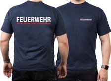 T-Shirt navy, FEUERWEHR silber