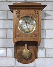 Antiker Wandpendel Uhr – Eiche Jugendstil – 80 cm – Messing