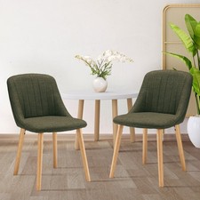 Esszimmerstühle 2er Set Polsterstuhl Holzbeine Polyester Küchenstühle Grasgrün