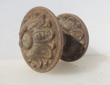 Viktorianischer Eisen Mittel Türknauf Griff Zug Alt Platte Antik Jugendstil Schloss