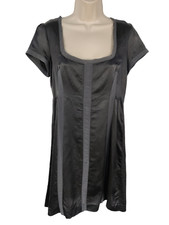 DAMEN NOA NOA GRÖSSE MEDIUM M ANTHRAZIT SEIDE SLIP ETUIKLEID COCKTAIL MINI PARTYKLEID