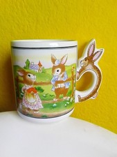 Tasse mit Hasen-Henkel = Kinder Tasse kleiner Hase mit Figur am Henkel