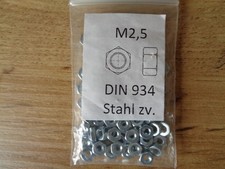 100 Stück Sechskant-Muttern M2,5  Stahl verzinkt, *** NEU ****