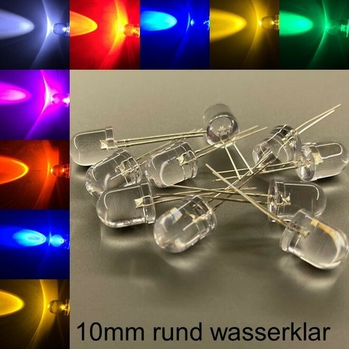 10mm leds rund wasserklar - 10mm,