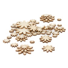 60 Holz Blumen Blüten Holzdeko Tischdeko Streu Deko Dekoration Basteln Echtholz