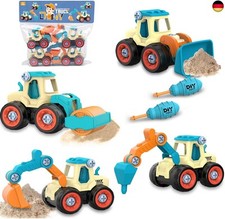 LiRiQi Sandkasten Sandspielzeug Engineering Bagger Set, Klein Baufahrzeuge, DIY