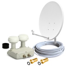 Sat-Anlage 80cm Spiegel Monoblock Twin LNB 0,1dB 2-Teilnehmer Astra + Hotbird