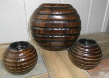 Deko-Vase und 2 Kerzenständer, Afrikaoptik