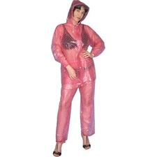 Gummig weicher VINYL Regenanzug mit Hose + Jacke * M * Regencape* Plastik PVC