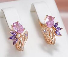 Damen Ohrringe/Ohrstecker Rose 14k 585 Rolled Rosegold Zirkonias 1,7 cm 