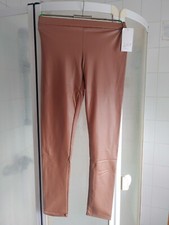 Glanz Leggings hellbraun Lederoptik matt schimmernd - Leila - Gr. S/M