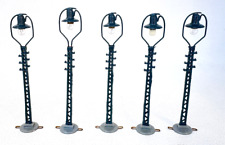 5x Leuchte HO Ring Leuchte - Gittermastleuchte - blau/grau  10,5 cm - H0 HO 1:87