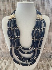 Damenkette Statement Halskette Schwarz Modekette Lagenlook Modeschmuck Blogger