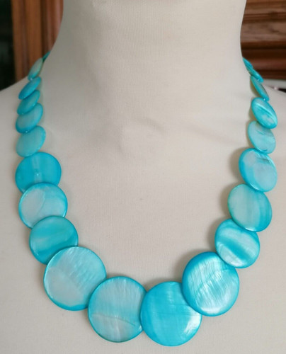 Collier perlmutt hellblau - collier,