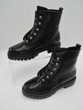 Damen Stiefel Boots 37 Plateau Reißverschluss Lack  Stiefel NEU schwarz Kroko