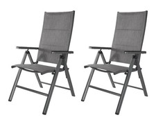 LIVARNO home Alu-Hochlehner Gartenstuhl Terassenstuhl Toronto 2er Set anthrazit