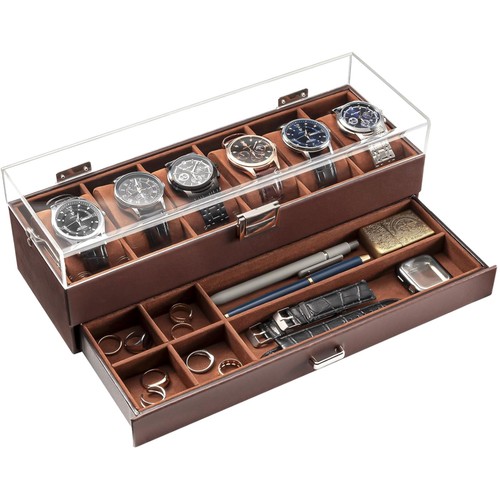 Uhrenbox fächer braun - 6,