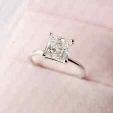 1,76 ct Princess Cut Moissanit Solitär Verlobungsring 14k Weißgold plattiert