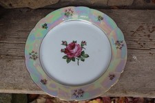 Kuchenplatte Rosen Perlmutt Goldrand Kahla Porzellan DDR