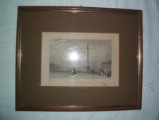 Russland Stahlstich Die Alexandersäule in St. Petersburg um 1880 gerahmt.