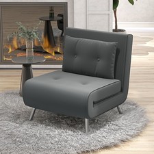 HOMCOM Schlafsessel Klappsessel mit Bettfunktion Einzelsofa mit Kissen Samtoptik