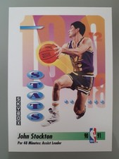 1991-92 SkyBox Assist Leader John Stockton #306 Stats NBA Basketball