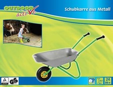 Metallschubkarre Blechschubkarre Kinderschubkarre Schubkarre silber grün Neu