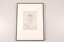 Lithografie Max Klinger?? Frau am Stillen