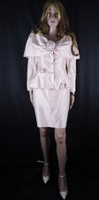 Vtg. 100% Seide Kostüm Silk Skirt Suit Jacke Rock Natalie Light peach Color Gr S