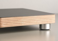 HiFi Gerätebasis MPX schwarz - 45x35 cm - Füsse silber - audio-IN -bASE45BS-