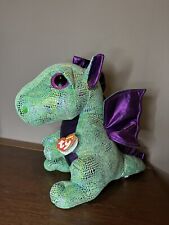 Ty Glubschi´s Beanie Boo´s grüner Drache CINDER XL  42 cm Plüschtier GLITTER NEU