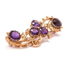 Amethyst Brosche aus 585er 14K