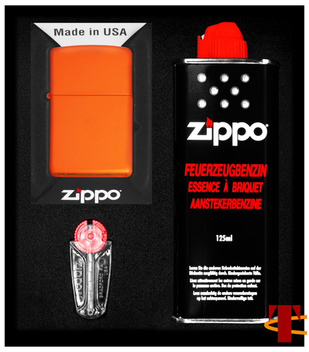 Zippo feuerzeug set orange - feuerzeug-set,